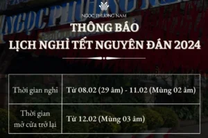 Thông báo lịch nghỉ Tết Nguyên Đán 2024 tại Nhà hàng Ngọc Phương Nam Hạ Long. Cập nhật thời gian nghỉ và ngày mở cửa khai xuân để phục vụ thực khách.