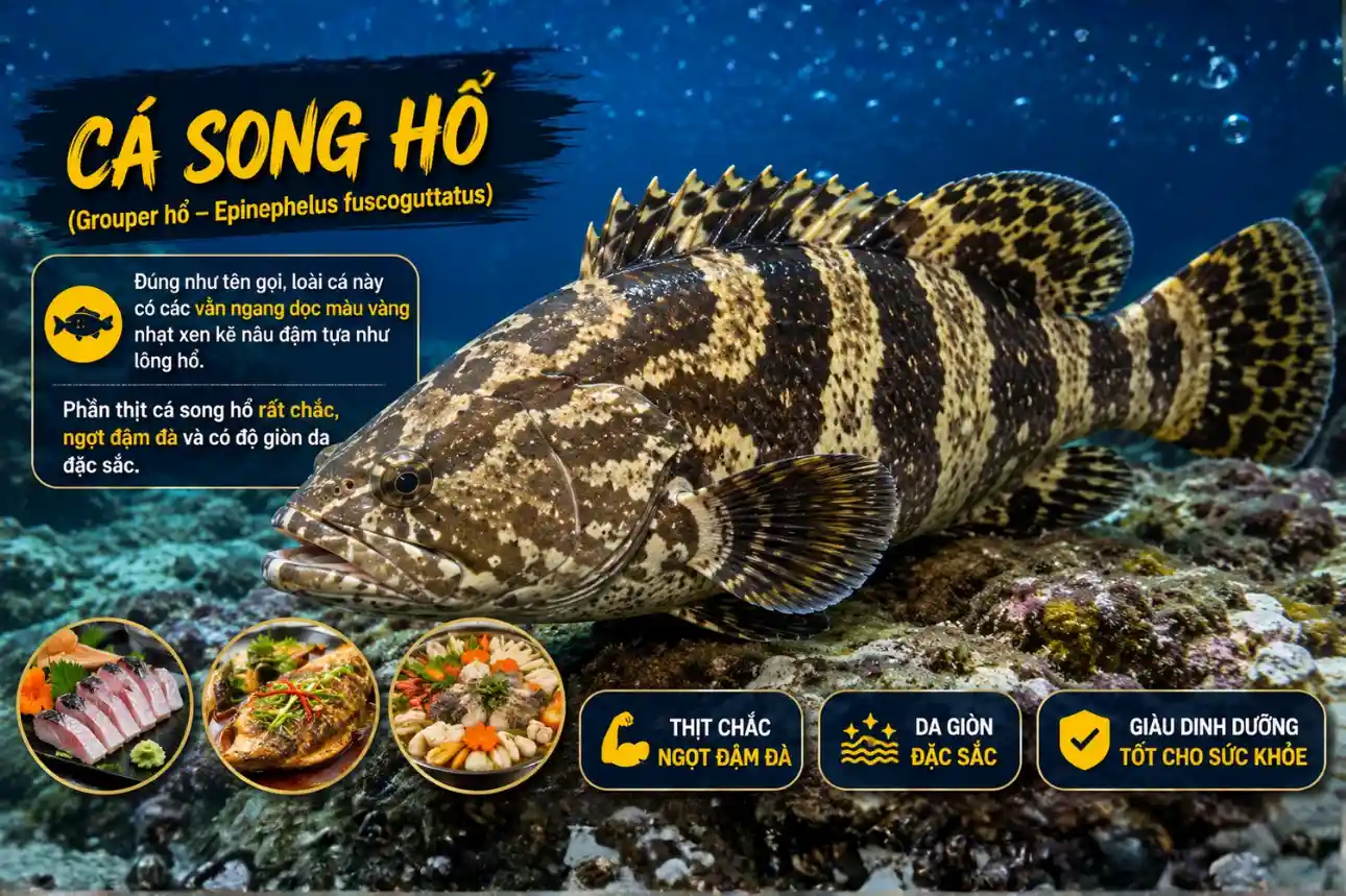 Cá song hổ với các vằn màu đặc trưng và thịt chắc ngọt được nhiều thực khách yêu thích