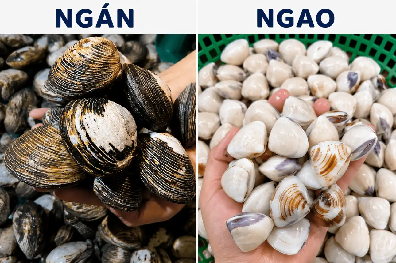So sánh và phân biệt hình dáng giữa ngán biển và ngao