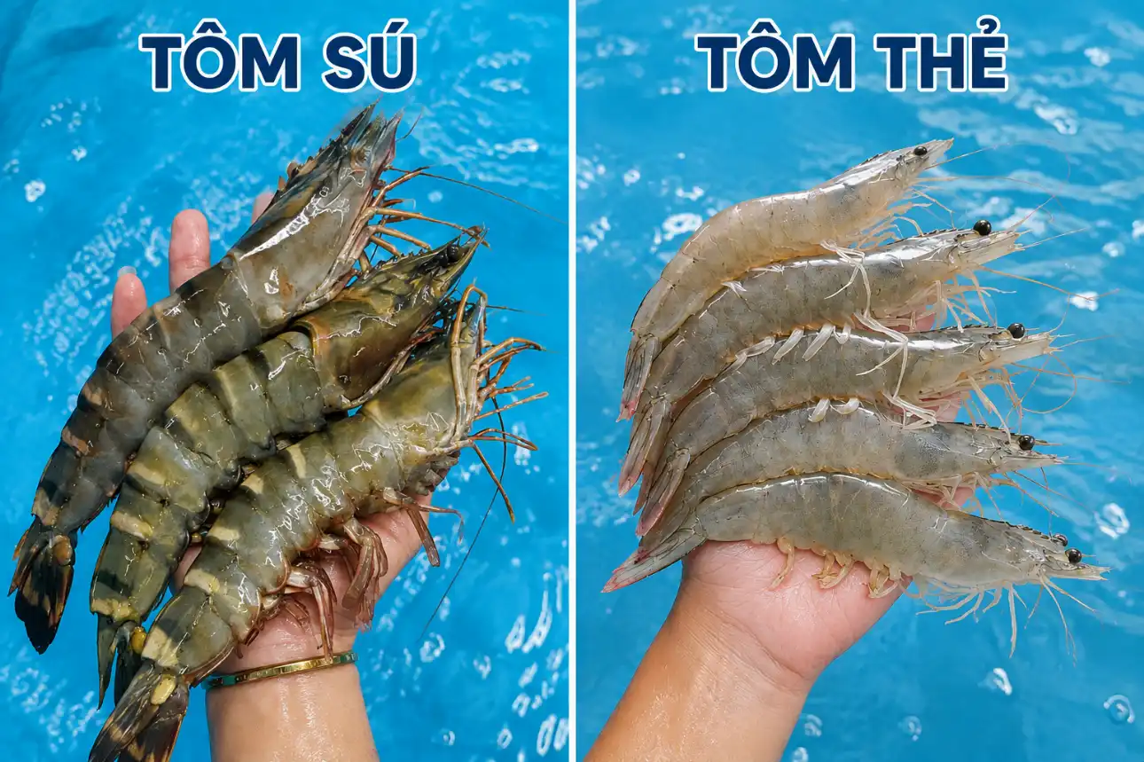 So sánh và phân biệt tôm sú biển với tôm thẻ
