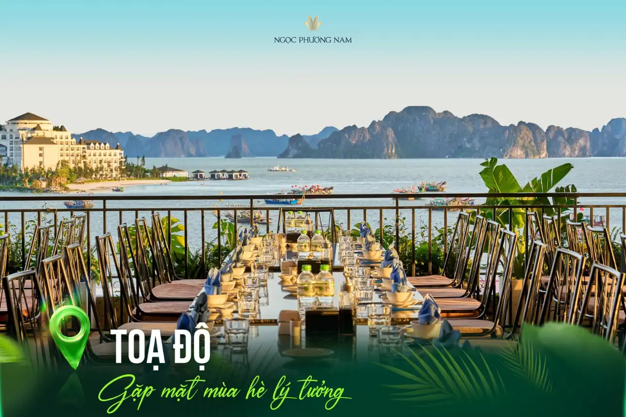 Không gian mở của Nhà hàng Ngọc Phương Nam với tầm nhìn hướng ra Vịnh Hạ Long
